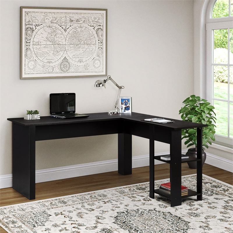 Pemberly Row L-Shaped Modern Wood Executive Desk in Cape Code Gray