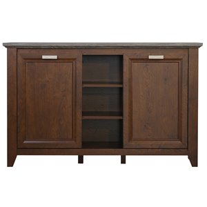 Pemberly Row 3-Door Modern Wood Credenza File Cabinet in Cherry/Gray Oak