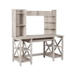 Pemberly Row X-Cross Farmhouse Wood Writing Desk in Washed Gray