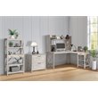 Pemberly Row L-Shaped Farmhouse Wood Writing Desk in Washed Gray