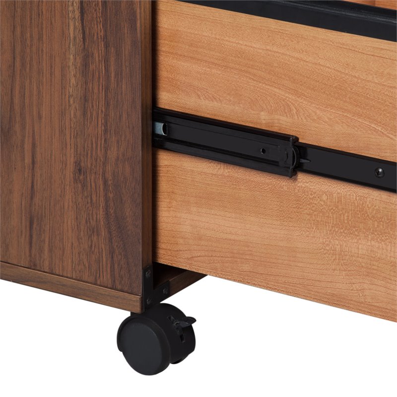 Pemberly Row Modern Wood Mobile File Cabinet with Casters in Walnut
