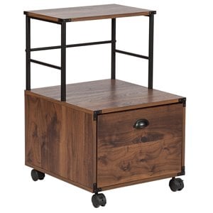 Pemberly Row Modern Wood Mobile File Cabinet with Casters in Walnut