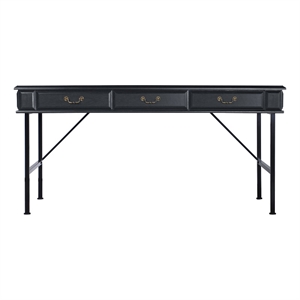 Pemberly Row Contemporary Wood Writing Desk with 3-Drawers in Brown