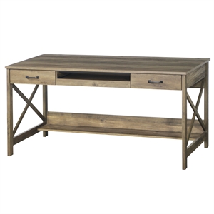 Pemberly Row Contemporary Wood 59.5&quot Writing Desk in Rustic Oak