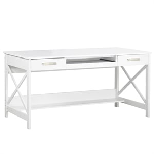 Pemberly Row Contemporary Wood 59.5&quot Writing Desk in White Finish