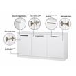 Pemberly Row Contemporary Wood 3 Door Credenza File Cabinet in White