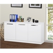 Pemberly Row Contemporary Wood 3 Door Credenza File Cabinet in White