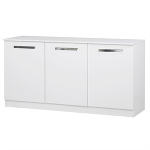 Pemberly Row Contemporary Wood 3 Door Credenza File Cabinet in White