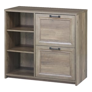 Pemberly Row Contemporary Wood 2 Drawer File Cabinet With 3 Shelf in Oak