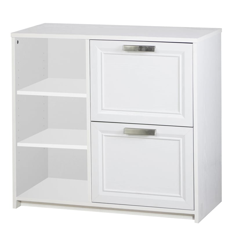 Pemberly Row Wood 2 Drawer File Cabinet With 3 Shelf in White