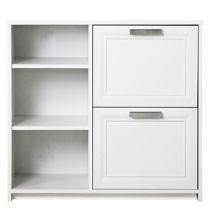 Pemberly Row Wood 2 Drawer File Cabinet With 3 Shelf in White