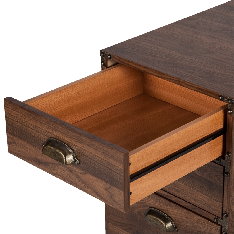 Pemberly Row Mobile Wood Filing Cabinet With 3 Drawer in Walnut