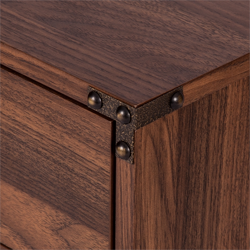 Pemberly Row Mobile Wood Filing Cabinet With 3 Drawer in Walnut