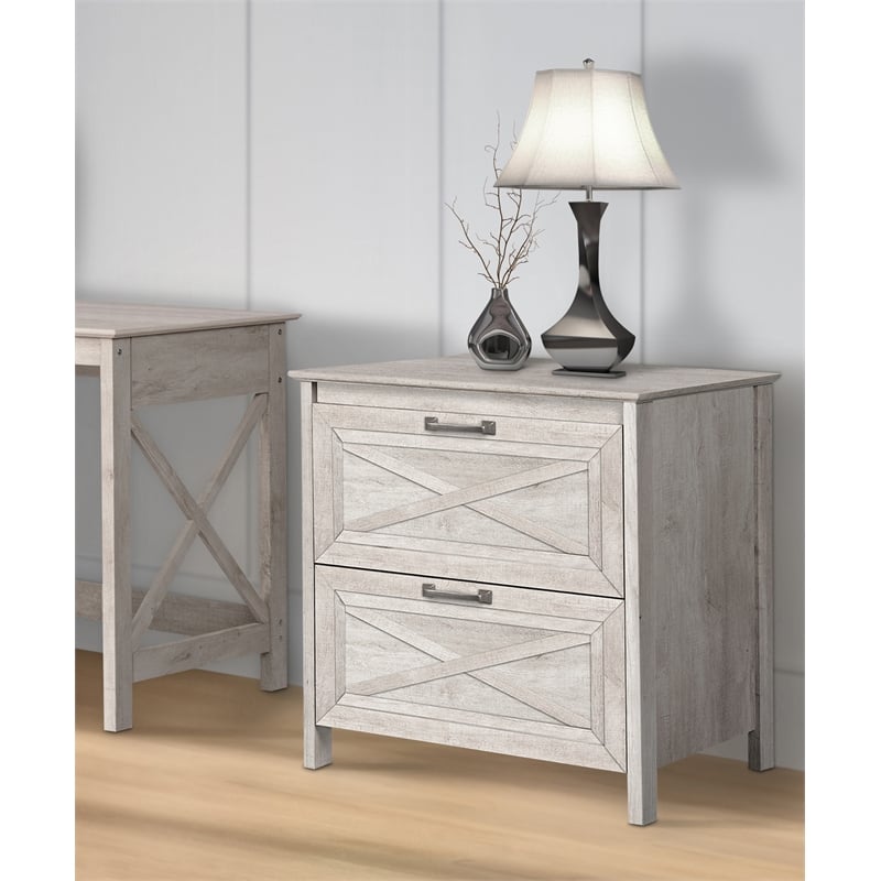 Pemberly Row Wood 2 Drawer Lateral Filing Cabinet in Washed Gray