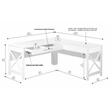 Pemberly Row Modern Farmhouse L-Shaped Desk with Drawer in White