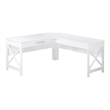 Pemberly Row Modern Farmhouse L-Shaped Desk with Drawer in White