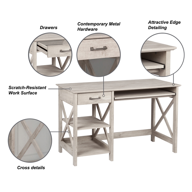 Pemberly Row Contemporary 47-inch Writing Desk in Washed Gray