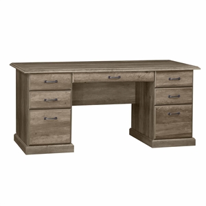 Pemberly Row Contemporary 65&quot Executive Desks in Rustic Oak Finish