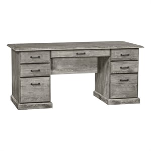 Pemberly Row Contemporary 65&quot Home Office Desk with Drawers in Gray Oak Finish