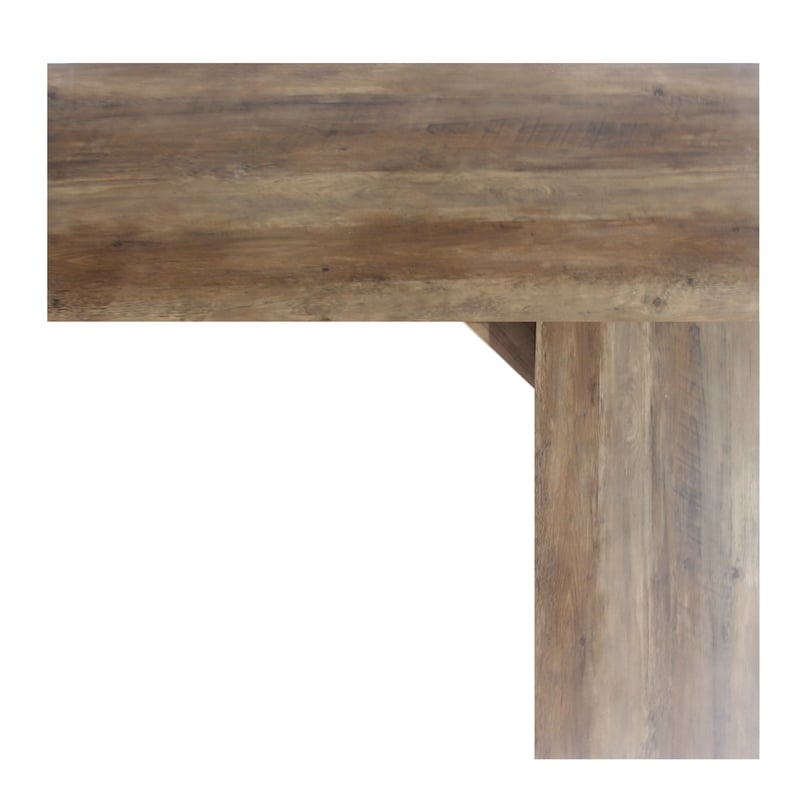 Pemberly Row Engineered Wood Farmhouse L Desk in Light Brown