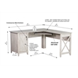 Pemberly Row Contemporary Engineered Wood Farmhouse L Desk in Gray