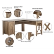 Pemberly Row Engineered Wood Farmhouse Hutch Desk with Cabinet in Brown