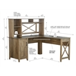 Pemberly Row Engineered Wood Farmhouse Hutch Desk with Cabinet in Brown