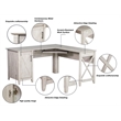Pemberly Row Engineered Wood Farmhouse Hutch Desk with Cabinet in Gray