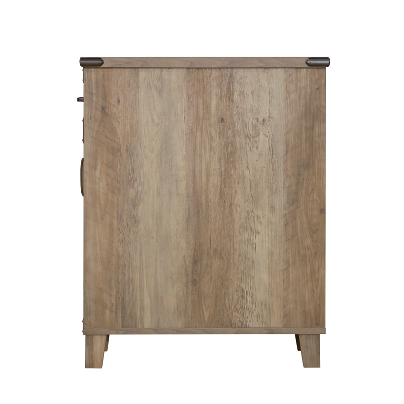 Pemberly Row Farmhouse Engineered Wood Executive Desk in Rustic Oak