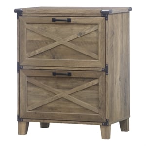 Pemberly Row 2-Drawer Engineered Wood Lateral Filing Cabinet in Rustic Oak