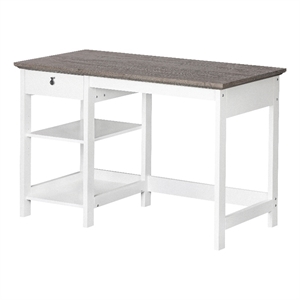 Pemberly Row White 47-inch Writing Desk with Storage and Shelves