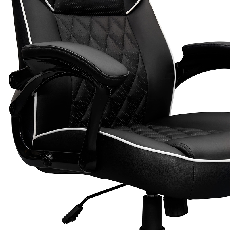 Pemberly Row Modern Height Adjustable Sport Race Chair in Black