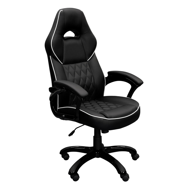 Pemberly Row Modern Height Adjustable Sport Race Chair in Black