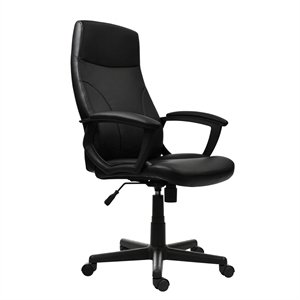 Pemberly Row Contemporary Medium Back Manager Office Chair in Black