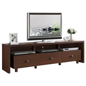 Pemberly Row Contemporary 70&quot Compressed Wood TV Stand in Hickory