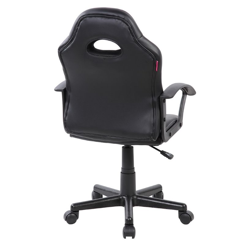 Pemberly Row Faux Leather Kids Gaming and Student Racer Chair in Red/Black