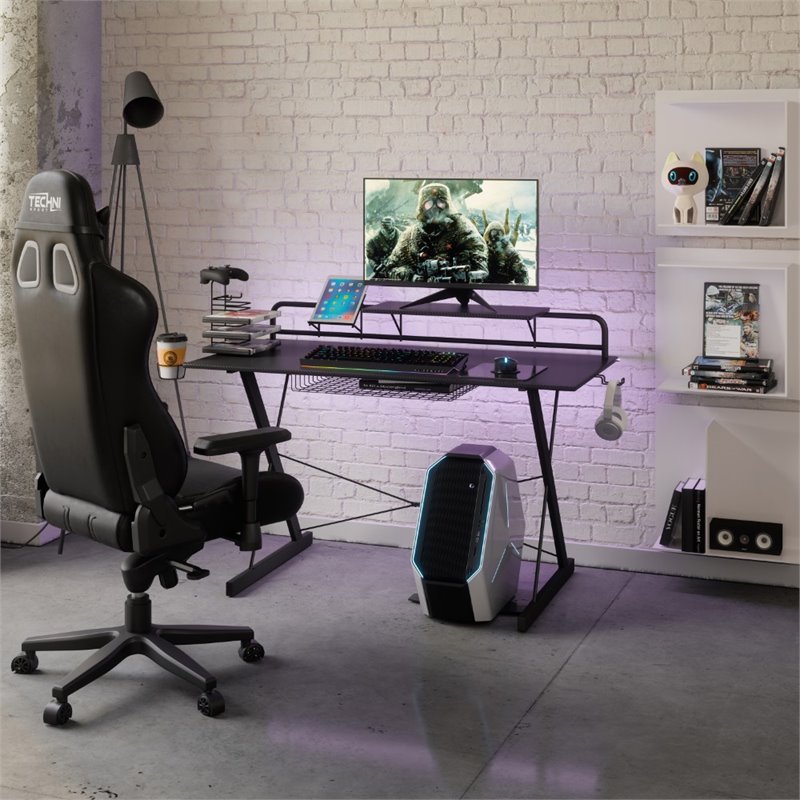 Pemberly Row Carbon Laminated with Durable Steel Frame Gaming Desk