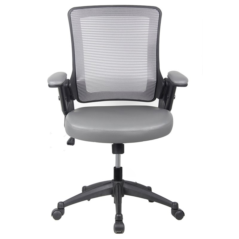 Pemberly Row Mid-Back Mesh Task Office Chair with Height Adjustable Arms - Gray