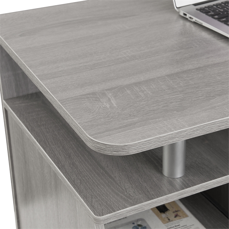 Pemberly Row Engineered Wood 2-Drawers Computer Desk with Keyboard Tray in Gray