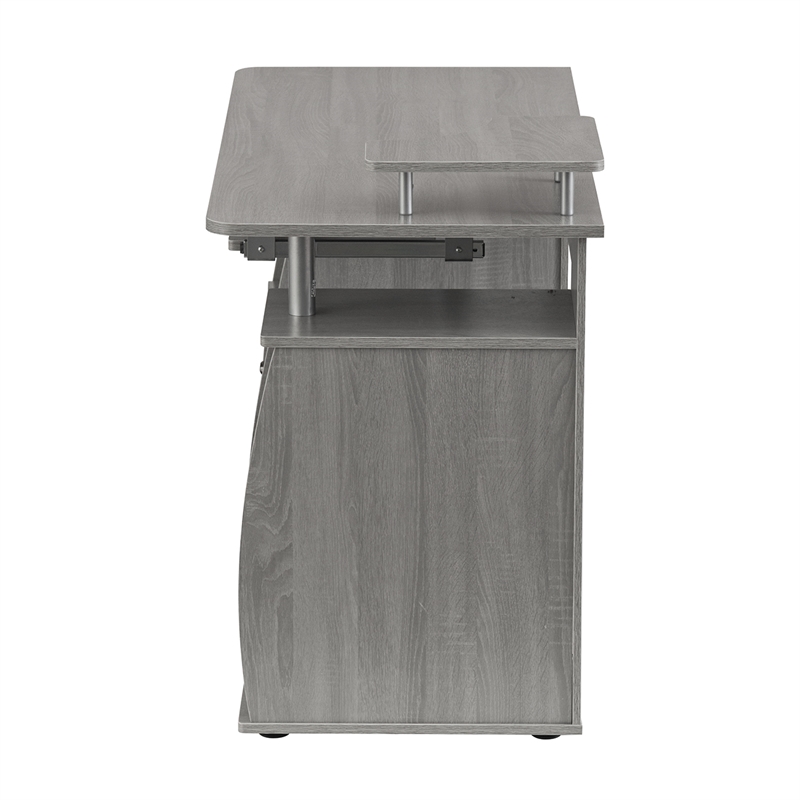 Pemberly Row Engineered Wood 2-Drawers Computer Desk with Keyboard Tray in Gray