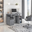 Pemberly Row Engineered Wood 2-Drawers Computer Desk with Keyboard Tray in Gray