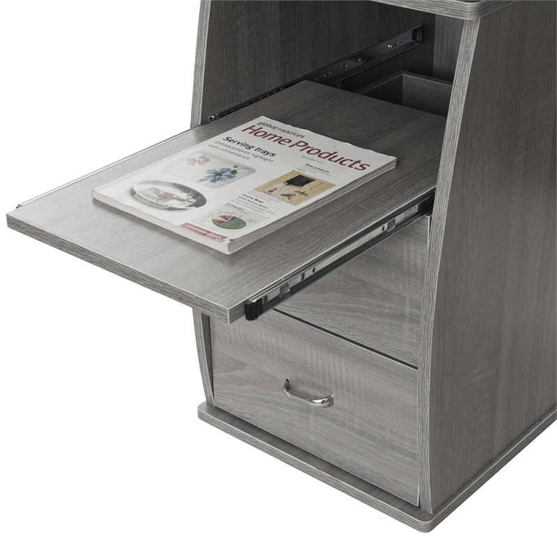 Pemberly Row Engineered Wood 2-Drawers Computer Desk with Keyboard Tray in Gray