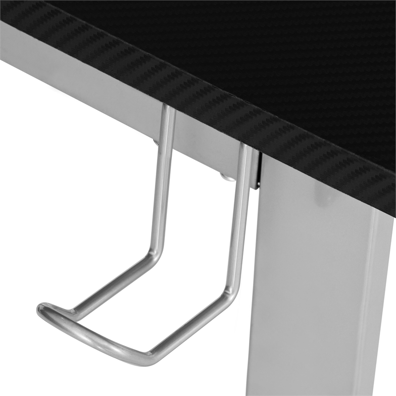 Pemberly Row Contemporary Engineered Wood L-Shaped Gaming Desk in Black