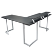 Pemberly Row Contemporary Engineered Wood L-Shaped Gaming Desk in Black