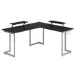Pemberly Row Contemporary Engineered Wood L-Shaped Gaming Desk in Black