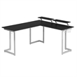 Pemberly Row Contemporary Engineered Wood L-Shaped Gaming Desk in Black