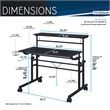 Pemberly Row Engineered Wood Adjustable Desktop/Shelves Writing Desk - Black