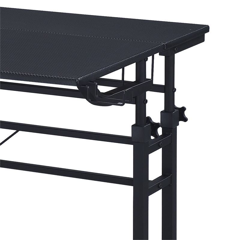 Pemberly Row Engineered Wood Adjustable Desktop/Shelves Writing Desk - Black