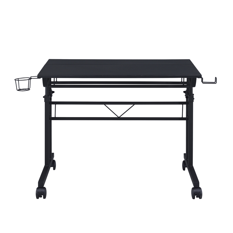 Pemberly Row Engineered Wood Adjustable Desktop/Shelves Writing Desk - Black