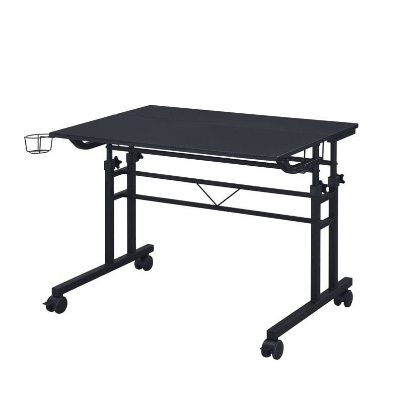 Pemberly Row Engineered Wood Adjustable Desktop/Shelves Writing Desk - Black
